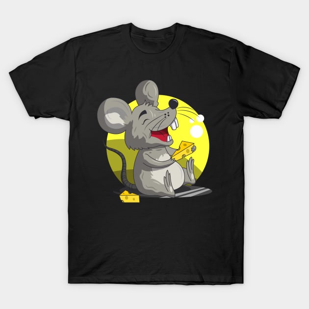 Cute mouse eating cheese T-Shirt by PG